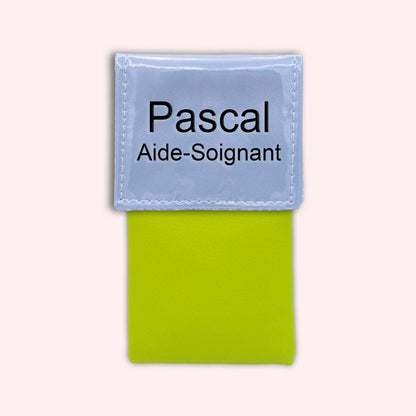 Two-tone blue-grey flap pouch