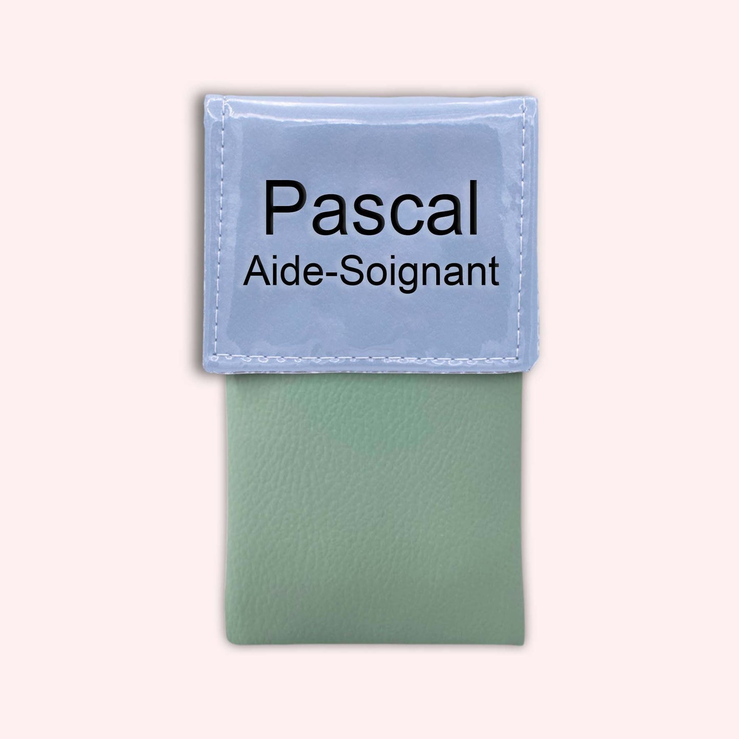 Two-tone blue-grey flap pouch