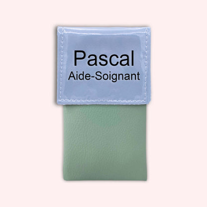 Two-tone blue-grey flap pouch