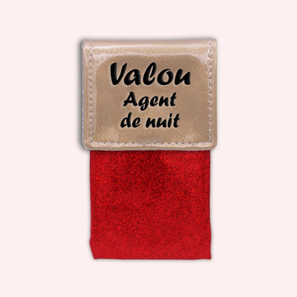 Two-tone pouch with gold flap