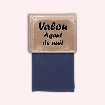 Two-tone pouch with gold flap