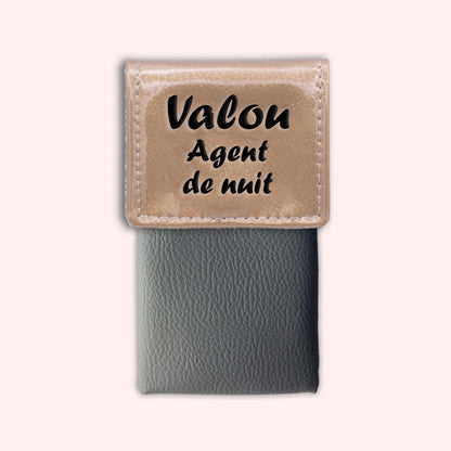 Two-tone pouch with gold flap