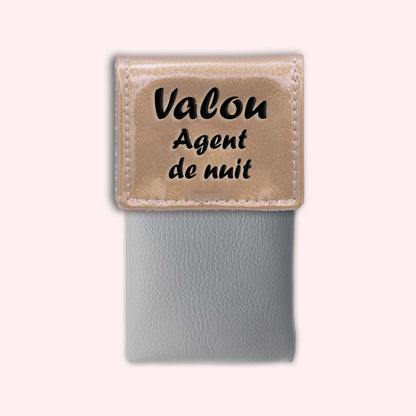 Two-tone pouch with gold flap