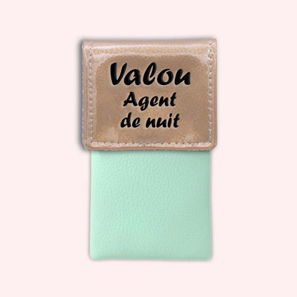 Two-tone pouch with gold flap