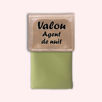 Two-tone pouch with gold flap
