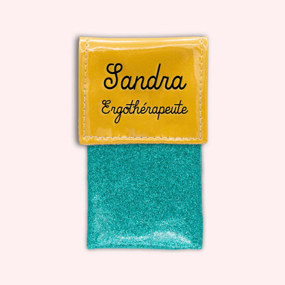 Two-tone yellow flap pouch