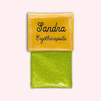 Two-tone yellow flap pouch