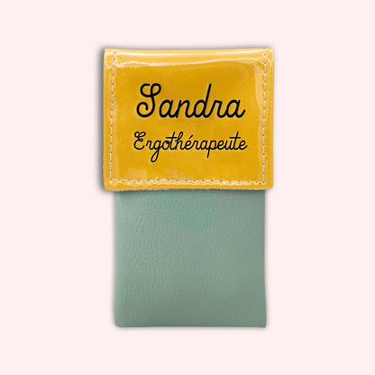 Two-tone yellow flap pouch