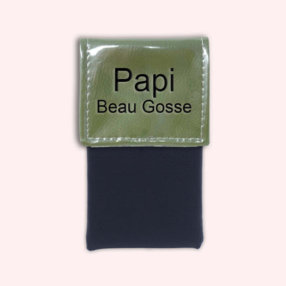 Two-tone khaki flap pouch