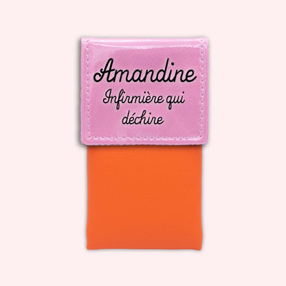 Two-tone pouch with pale pink flap