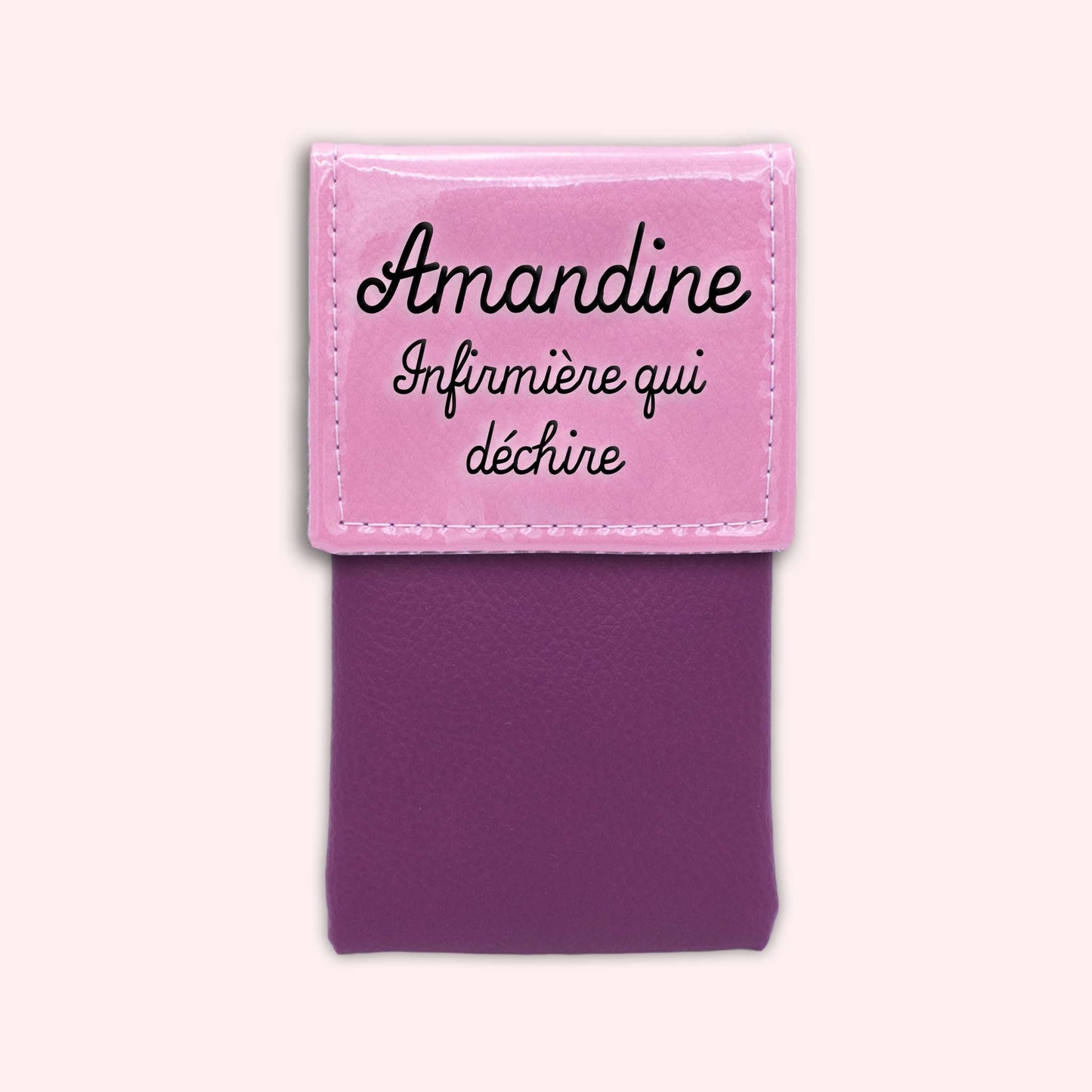 Two-tone pouch with pale pink flap