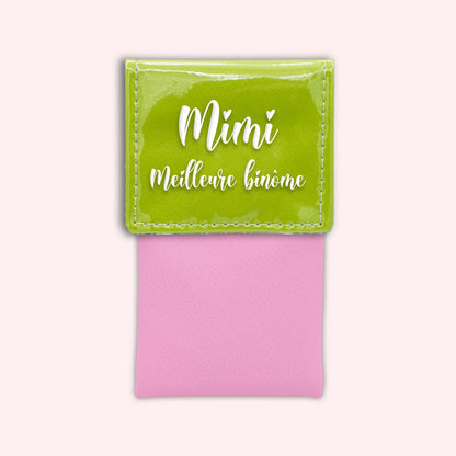 Two-tone apple green flap pouch