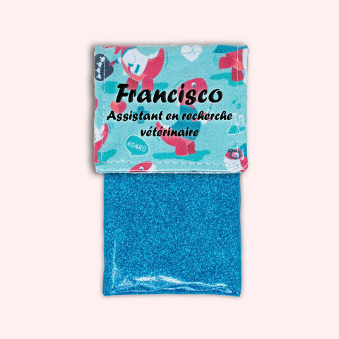 Pochette aimantée Dino bleu