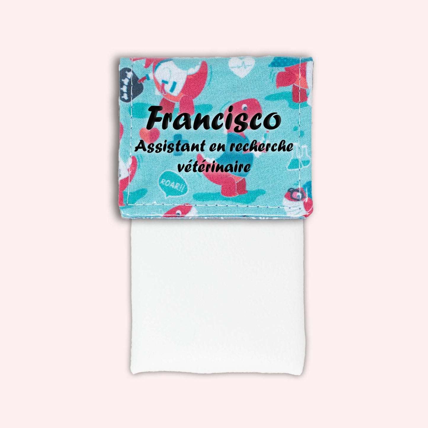 Pochette aimantée Dino bleu