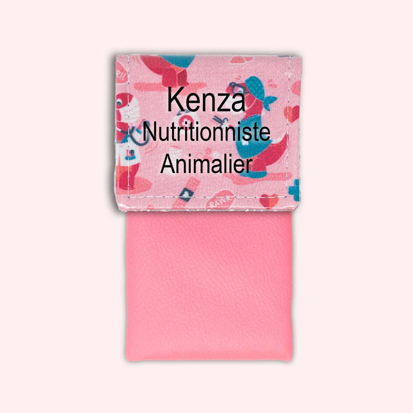 Pochette aimantée Dino rose