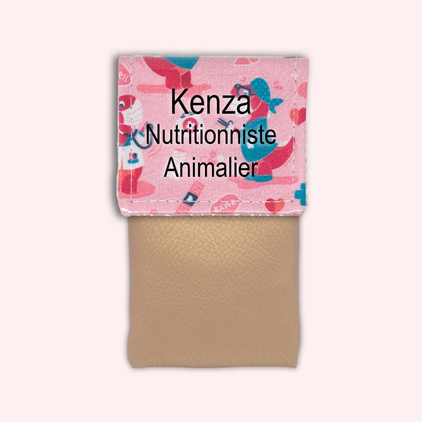 Pochette aimantée Dino rose
