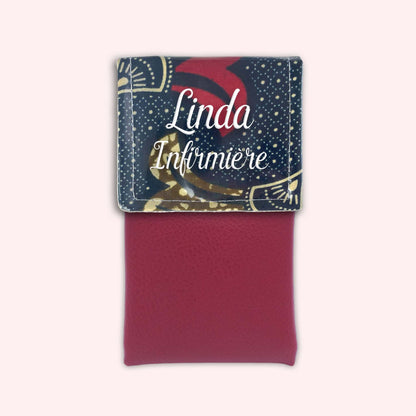 Pochette aimantée Wax Marron et Rouge