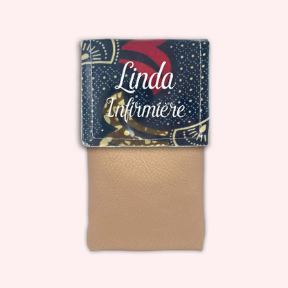 Pochette aimantée Wax Marron et Rouge