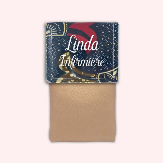 Pochette aimantée Wax Marron et Rouge
