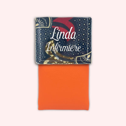 Pochette aimantée Wax Marron et Rouge