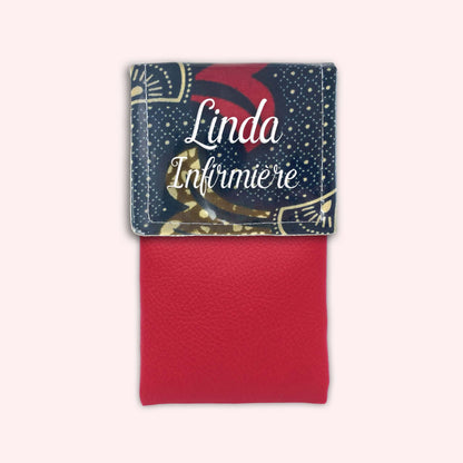 Pochette aimantée Wax Marron et Rouge