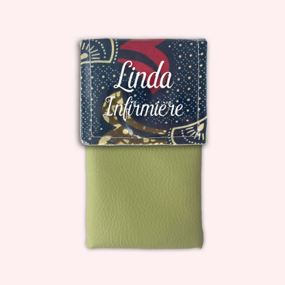 Pochette aimantée Wax Marron et Rouge
