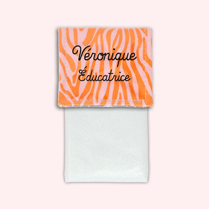 Pochette aimantée Zèbre Rose