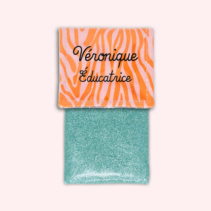 Pochette aimantée Zèbre Rose