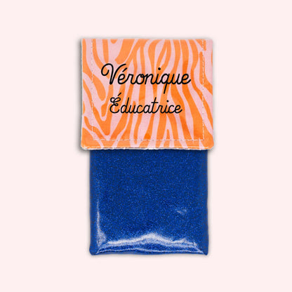 Pochette aimantée Zèbre Rose