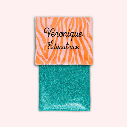Pochette aimantée Zèbre Rose