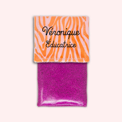 Pochette aimantée Zèbre Rose