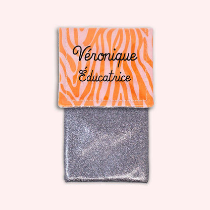 Pochette aimantée Zèbre Rose