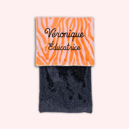 Pochette aimantée Zèbre Rose