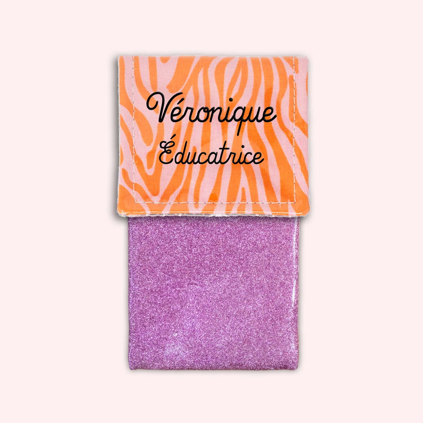 Pochette aimantée Zèbre Rose