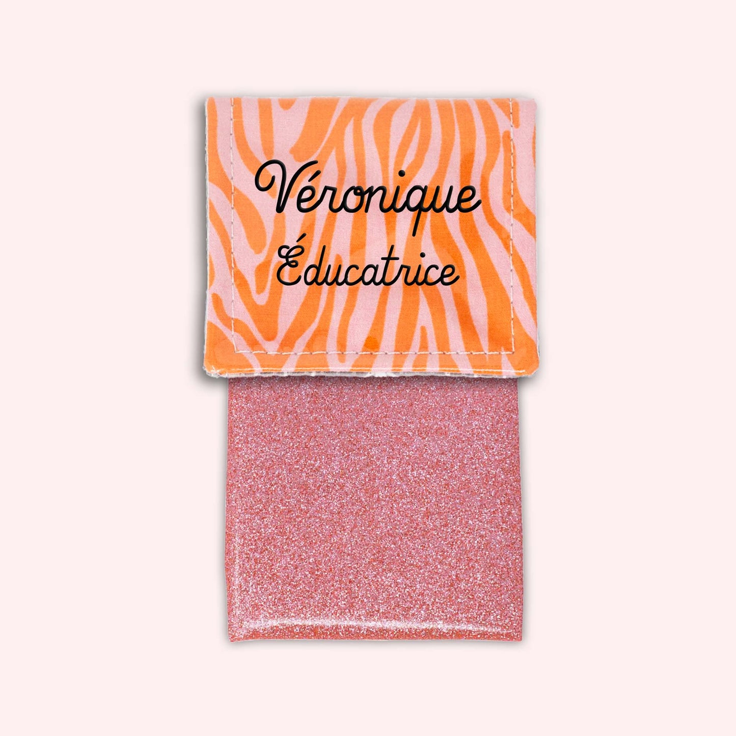 Pochette aimantée Zèbre Rose