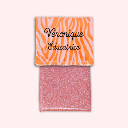 Pochette aimantée Zèbre Rose