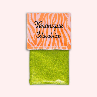 Pochette aimantée Zèbre Rose
