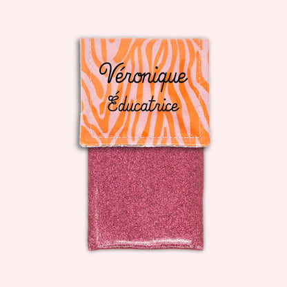 Pochette aimantée Zèbre Rose