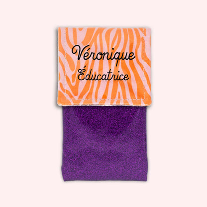 Pochette aimantée Zèbre Rose