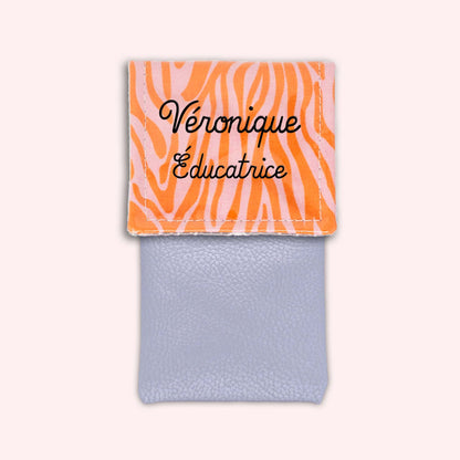 Pochette aimantée Zèbre Rose
