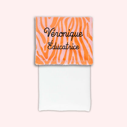 Pochette aimantée Zèbre Rose