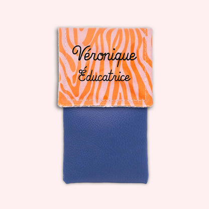 Pochette aimantée Zèbre Rose
