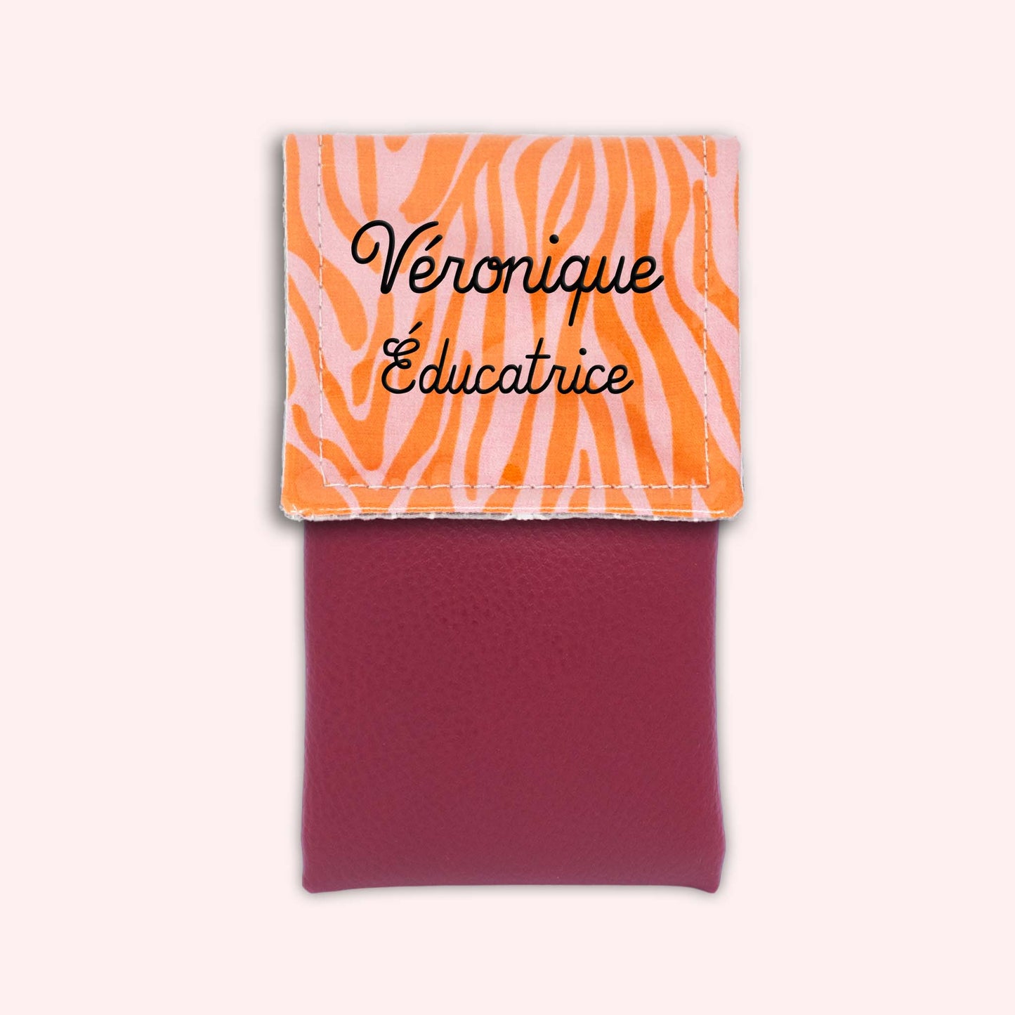 Pochette aimantée Zèbre Rose