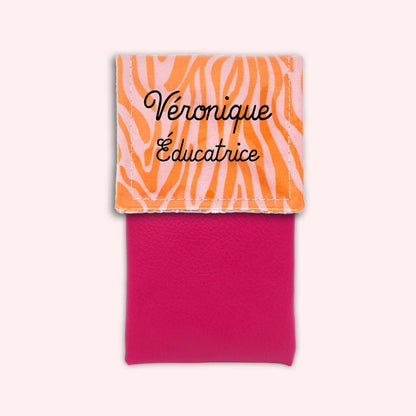 Pochette aimantée Zèbre Rose