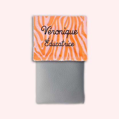 Pochette aimantée Zèbre Rose