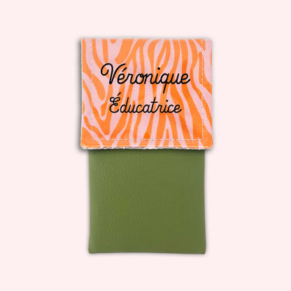 Pochette aimantée Zèbre Rose