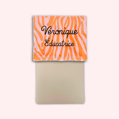 Pochette aimantée Zèbre Rose