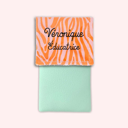 Pochette aimantée Zèbre Rose