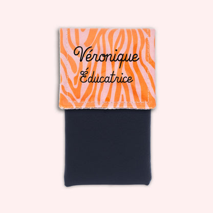 Pochette aimantée Zèbre Rose