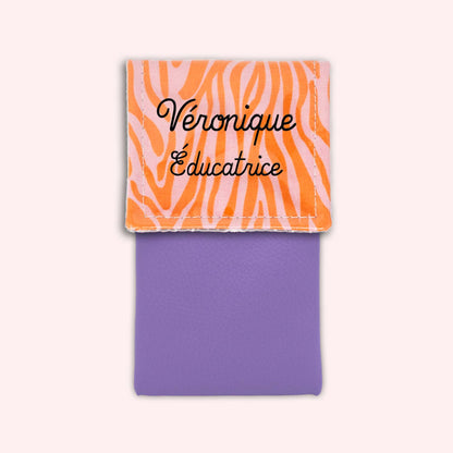Pochette aimantée Zèbre Rose